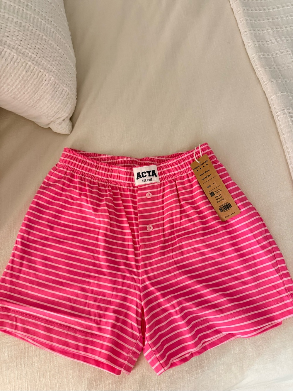 Ken x Acta Pink Striped Boxer Shorts - Size S